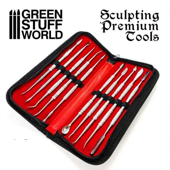 Green Stuff World 1570 Professional Sculpting Tools (10pcs, 20 tips) with Case - Hobby Tools & Supplies