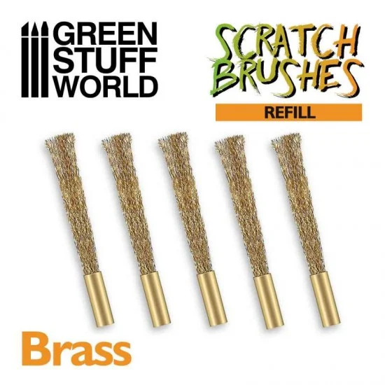 Green Stuff World 1651 BRASS Refill (5pcs) for Scratch Brush Pens (for removing sculpting putty) - Hobby Tools & Supplies