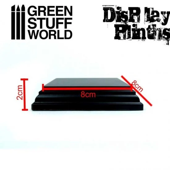 Green Stuff World 1804 8x8 cm Square Top Lacquered MDF Display Plinth - Hobby Tools & Supplies
