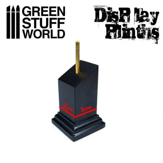 Green Stuff World 1805 3x3 cm Tapered Bust Lacquered Black MDF Display Plinth - Hobby Tools & Supplies