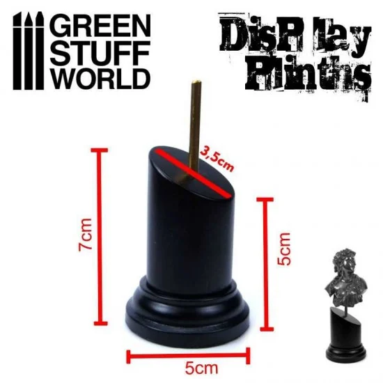 Green Stuff World 1815 3.5x3.5 cm Tapered Round Bust Lacquered Black MDF Display Plinth - Hobby Tools & Supplies
