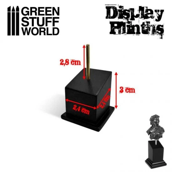 Green Stuff World 2137 2.5x2.5cm Tapered Bust Lacquered Black MDF Display Plinth - Hobby Tools & Supplies