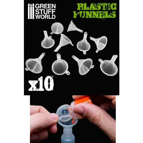 Green Stuff World 2196 Plastic Funnels (10pcs, each size: 4.1cm x 3.8cm, polypropylene) - Hobby & Model Paints