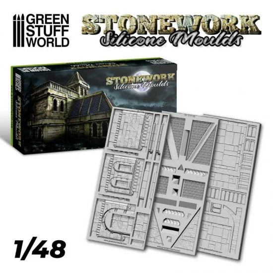 Green Stuff World 2197 1/48 Stonework Silicone Molds for Versatile Scenery-building Construction