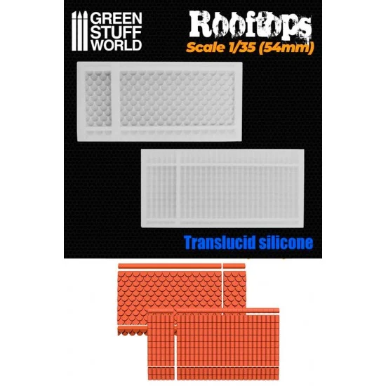 Green Stuff World 2326 1/35 (54mm) Silicone Molds - Rooftops Straight Tiles 5x6mm, Circular Tiles 6.5x8mm