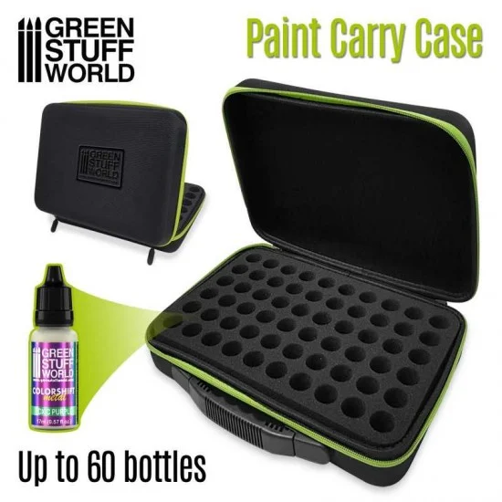 Green Stuff World 2497 Paint Carry Case (features 60 individual recesses designed to fit 17 ml) - Hobby & Model Paints