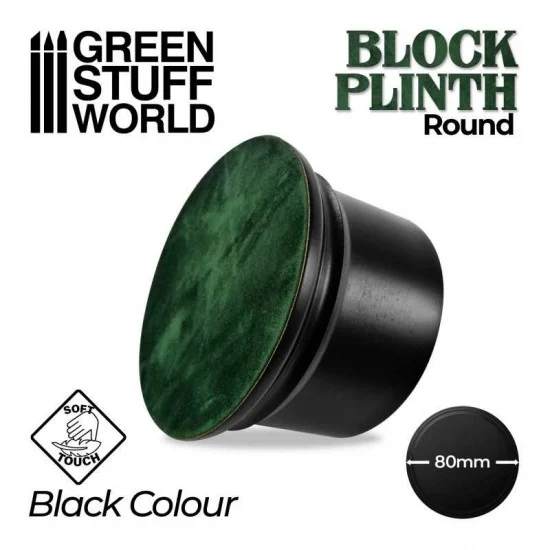 Green Stuff World 2702 Round Block Plinth Black (Diameter: 8 cm, Height: 6 cm, Base: 9.5 cm) - Hobby Tools & Supplies