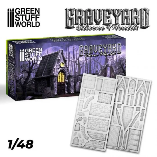 Green Stuff World 3112 1/48 Graveyard Silicone Molds for Versatile Scenery-building Construction