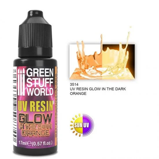 Green Stuff World 3514 Glow-In-The-Dark Orange UV Resin (17ml/0.57 fl.oz)