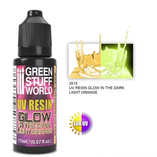 Green Stuff World 3515 Glow-In-The-Dark Light Orange UV Resin (17ml/0.57 fl.oz)