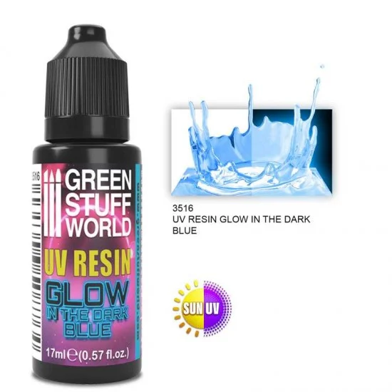 Green Stuff World 3516 Glow-In-The-Dark Blue UV Resin (17ml/0.57 fl.oz)