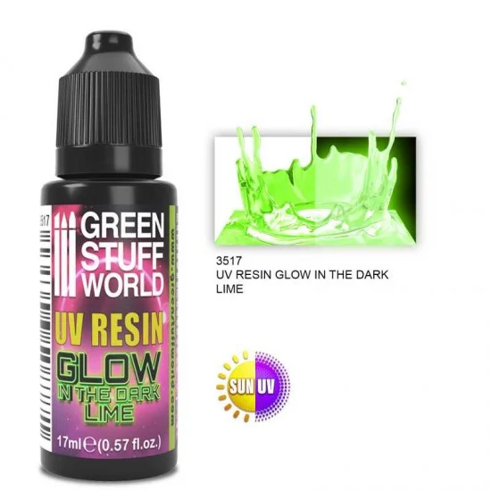 Green Stuff World 3517 Glow-In-The-Dark Lime UV Resin (17ml/0.57 fl.oz)