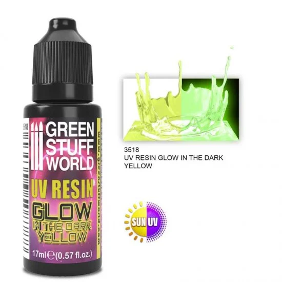 Green Stuff World 3518 Glow-In-The-Dark Yellow UV Resin #Yellow (17ml/0.57 fl.oz)