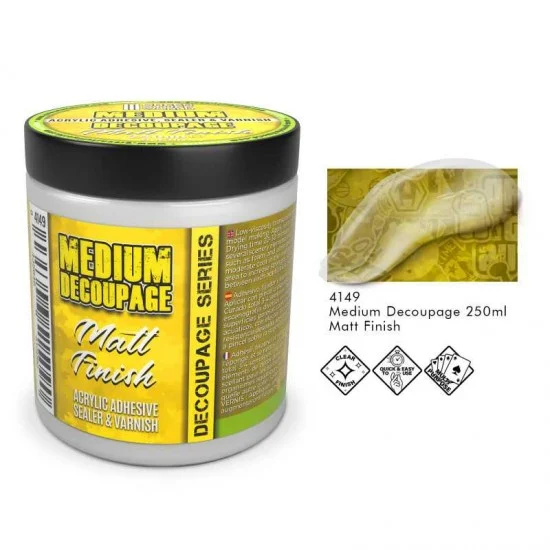 Green Stuff World 4149 Acrylic Adhesive Sealer and Varnish - Medium Decoupage #Matt Finish (250ml)