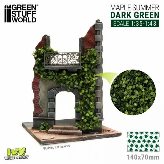 Green Stuff World 4638 1/35 - 1/43 Ivy Foliage - Large Dark Green Maple (sheet size: 140x70mm)