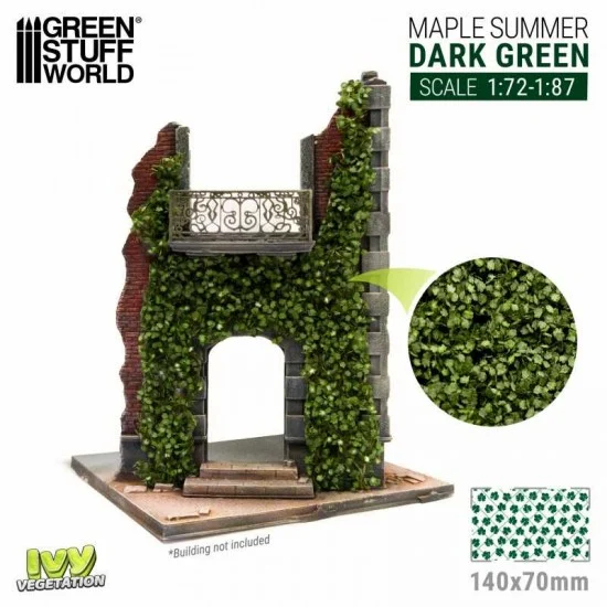 Green Stuff World 4639 1/72 - 1/87 Ivy Foliage - Small Dark Green Maple (sheet size: 140x70mm)