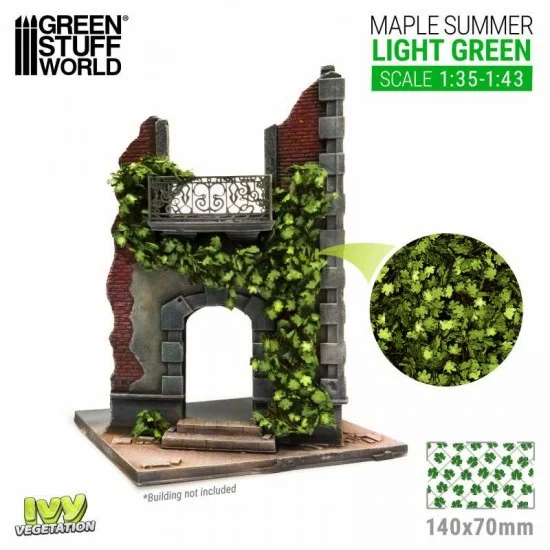 Green Stuff World 4640 1/35 - 1/43 Ivy Foliage - Large Light Green Maple (sheet size: 140x70mm)