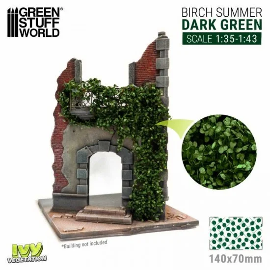 Green Stuff World 4646 1/35 - 1/43 Ivy Foliage - Large Dark Green Birch (sheet size: 140x70mm)