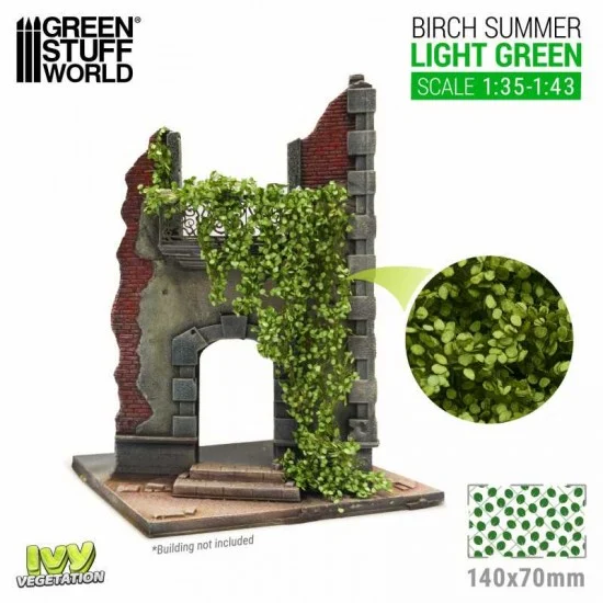 Green Stuff World 4648 1/35 - 1/43 Ivy Foliage - Large Light Green Birch (sheet size: 140x70mm)