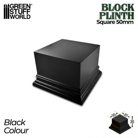 Green Stuff World 4953 5x5 cm Square Top Lacquered Black MDF Display Plinth - Hobby Tools & Supplies