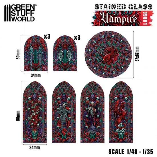 Green Stuff World 5125 1/48 -1/35 Large Vampire Miniature Window Stained Glass (sheet size: 150x220 mm)