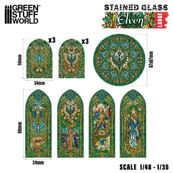 Green Stuff World 5126 1/48 -1/35 Large Elven Miniature Window Stained Glass (sheet size: 150x220 mm)