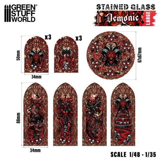 Green Stuff World 5128 1/48 -1/35 Large Demonic Miniature Window Stained Glass (sheet size: 150x220 mm)