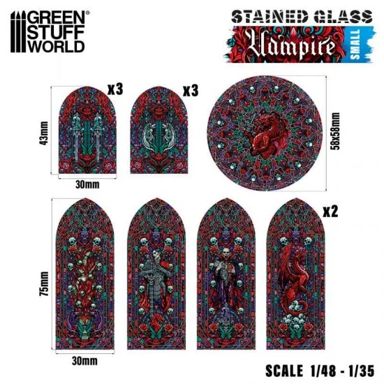 Green Stuff World 5130 1/48 -1/35 Small Vampire Miniature Window Stained Glass (sheet size: 150x220 mm)