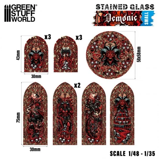 Green Stuff World 5133 1/48 -1/35 Small Demonic Miniature Window Stained Glass (sheet size: 150x220 mm)