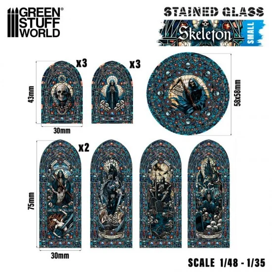 Green Stuff World 5134 1/48 -1/35 Small Skeleton Miniature Window Stained Glass (sheet size: 150x220 mm)