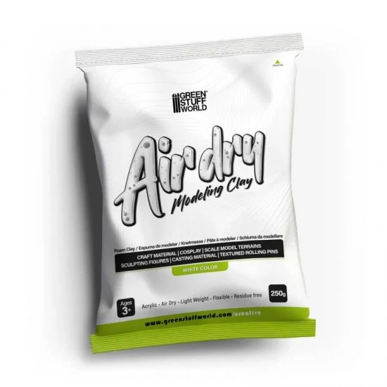Green Stuff World 5394 Air Dry Modeling Foam Clay (250g, White) - Hobby Tools & Supplies