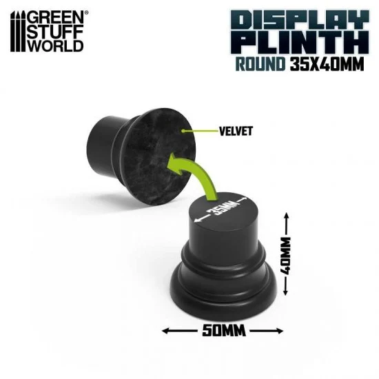 Green Stuff World 5801 Lacquered Black MDF Wood Round Display Plinth (dia 3.5cm, height 4cm) - Hobby Tools & Supplies