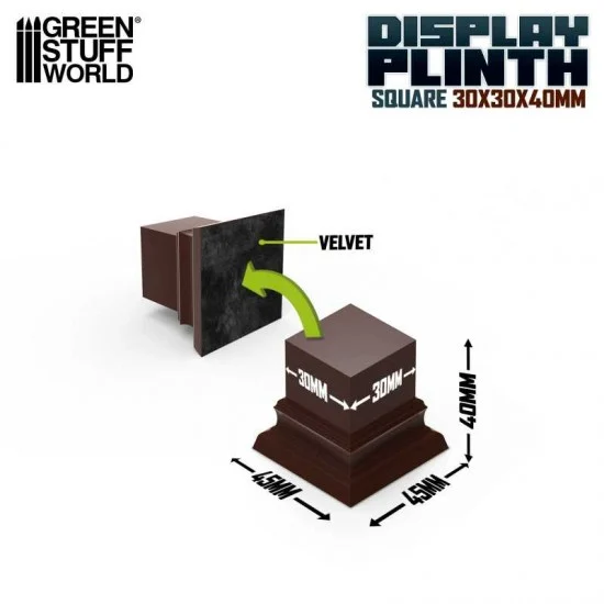 Green Stuff World 5804 Lacquered Hazelnut Brown MDF Square Top Display Plinth (3x3cm, height: 4cm) - Hobby Tools & Supplies