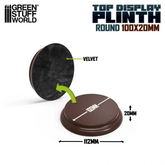Green Stuff World 5806 Lacquered Hazelnut Brown MDF Wood Round Display Bases (top 10cm, height: 18mm) - Hobby Tools & Supplies
