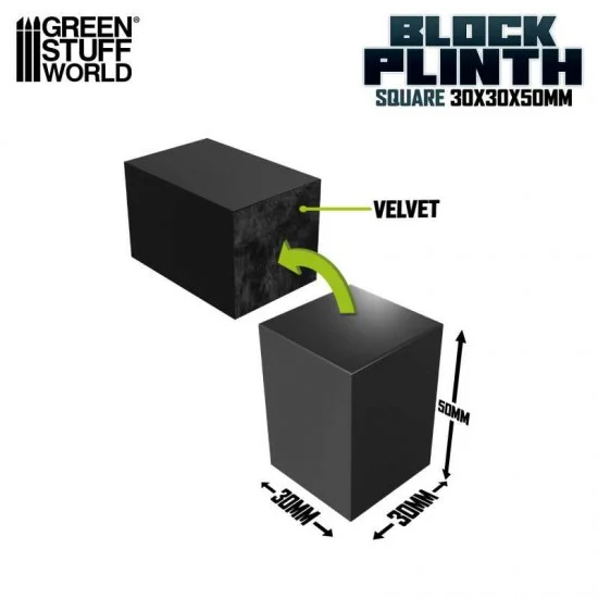 Green Stuff World 5810 Laquered Black MDF Wood Display Block (3x3cm, height 5cm) - Hobby Tools & Supplies