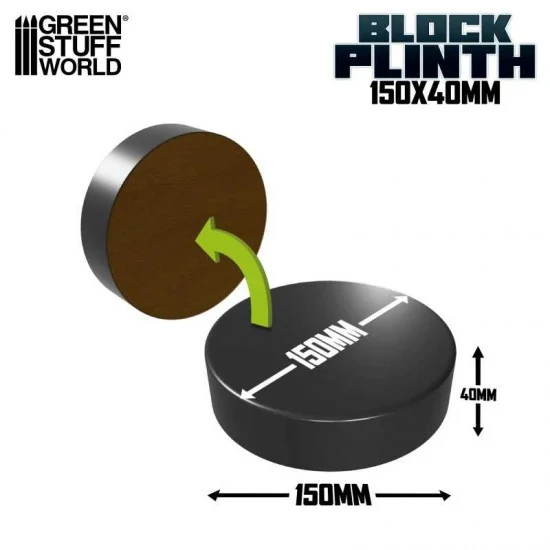 Green Stuff World 5811 Black MDF Wood Round Tank Block Plinth (Measurements: 15cm, Height: 4cm) - Hobby Tools & Supplies
