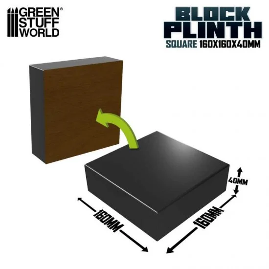 Green Stuff World 5813 Black MDF Wood Square Display Block Plinth (16x16cm, Height: 4cm) - Hobby Tools & Supplies