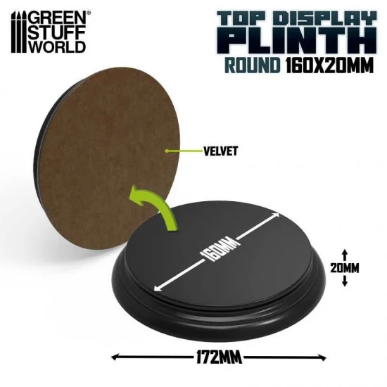 Green Stuff World 5817 Black MDF Wood Round Display Plinth (top dia 160mm, Height: 18mm) - Hobby Tools & Supplies