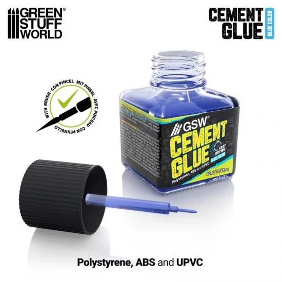Green Stuff World 5826 Blue Cement Glue for Plastics (40ml/1.35 fl.oz) - Hobby Tools & Supplies