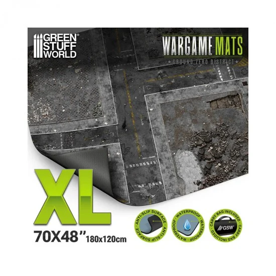 Green Stuff World 6345 Wargaming Neoprene Mat 4x6' Ground Zero District (120x180cm) - Sci-fi & Educational Toys