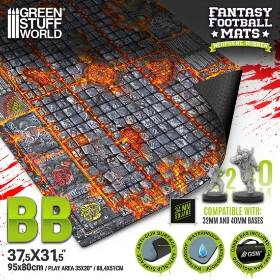 Green Stuff World 6360 Fantasy Football Neoprene Mat - Hellcore Pitch (80x95cm)