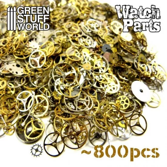Green Stuff World 9032 SteamPunk Mixed WATCH PARTS (aprox 800pcs, each size: 1mm - 12mm)