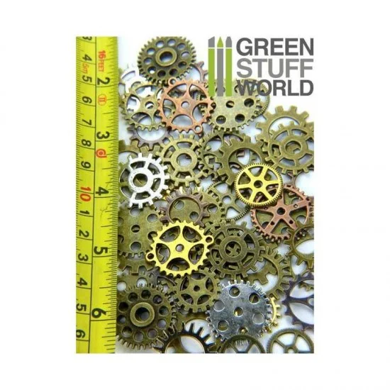Green Stuff World 9035 SteamPunk Mixed Metal Cogs and Gears (appox. 80-85g, 50-60pcs)