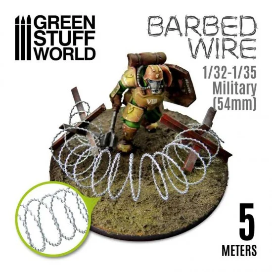 Green Stuff World 9102 Simulated BARBED WIRE (5m) for 1/32 1/35 (54mm Scale) Military Miniatures - Scenics & Diorama