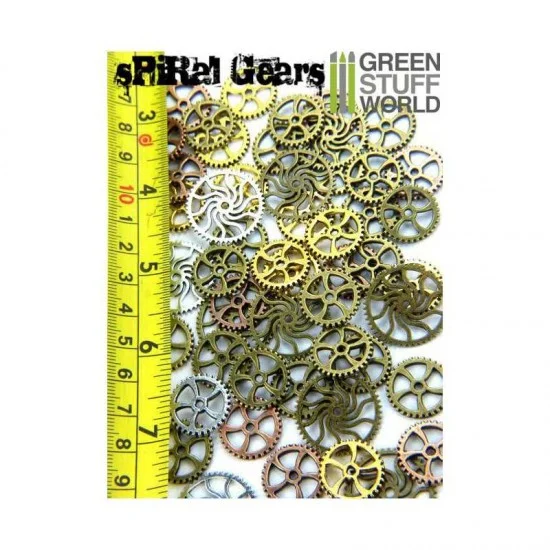 Green Stuff World 9152 SteamPunk Mixed Metal Spiral Cogs and Gears (appox. 80-85g, 40-50pcs)