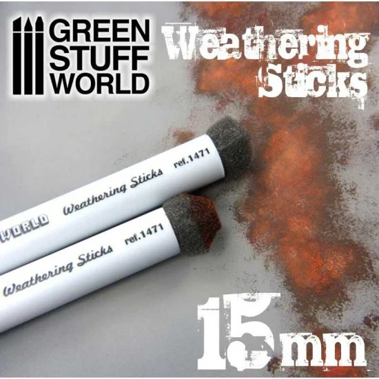 Green Stuff World 9312 15mm Sponge Weathering Brushes/Sticks (2 pens) - Hobby & Model Paints