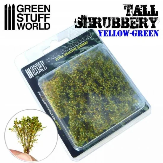 Green Stuff World 9926 Tall Shrubbery - Yellow Green (8x8x3cm, each stem approx 4cm long)