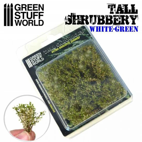 Green Stuff World 9927 Tall Shrubbery - White Green (8x8x3cm, each stem approx 4cm long)