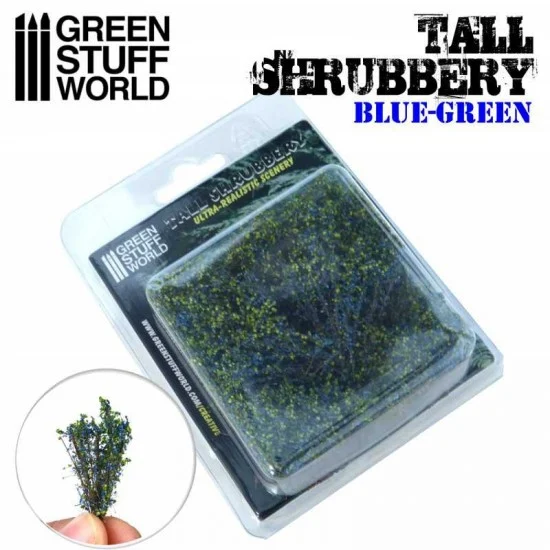 Green Stuff World 9928 Tall Shrubbery - Blue Green (8x8x3cm, each stem approx 4cm long)