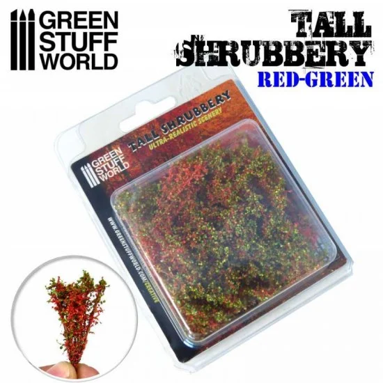 Green Stuff World 9929 Tall Shrubbery - Red Green (8x8x3cm, each stem approx 4cm long)
